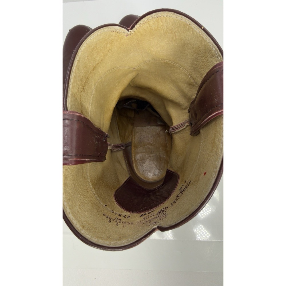 Justin 3037 Men 11 B Burgundy Leather Round Toe Ropers Western Cowboy Boots - Picture 7 of 11